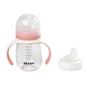 Couverts, Vaisselle Et Bavoirs*BÉABA Biberon D'Apprentissage 2 En 1 210 Ml Old Pink