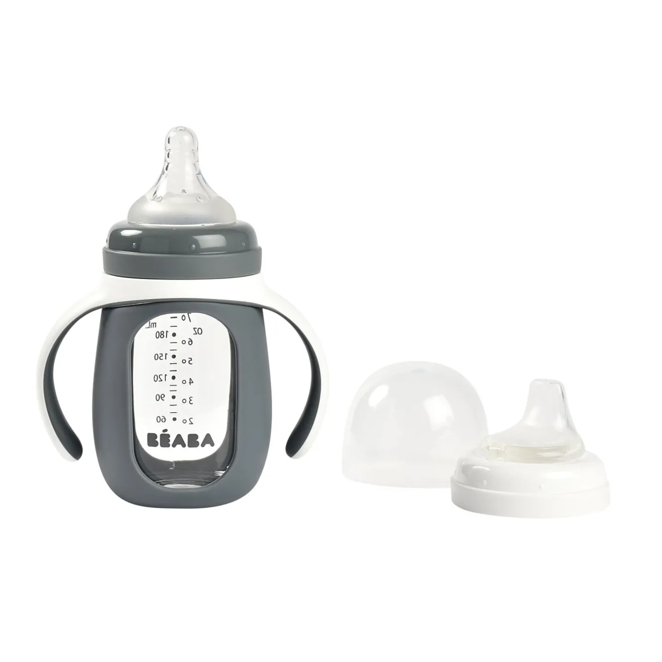 Couverts, Vaisselle Et Bavoirs*BÉABA Biberon Verre D'Apprentissage 210 Ml Mineral Grey