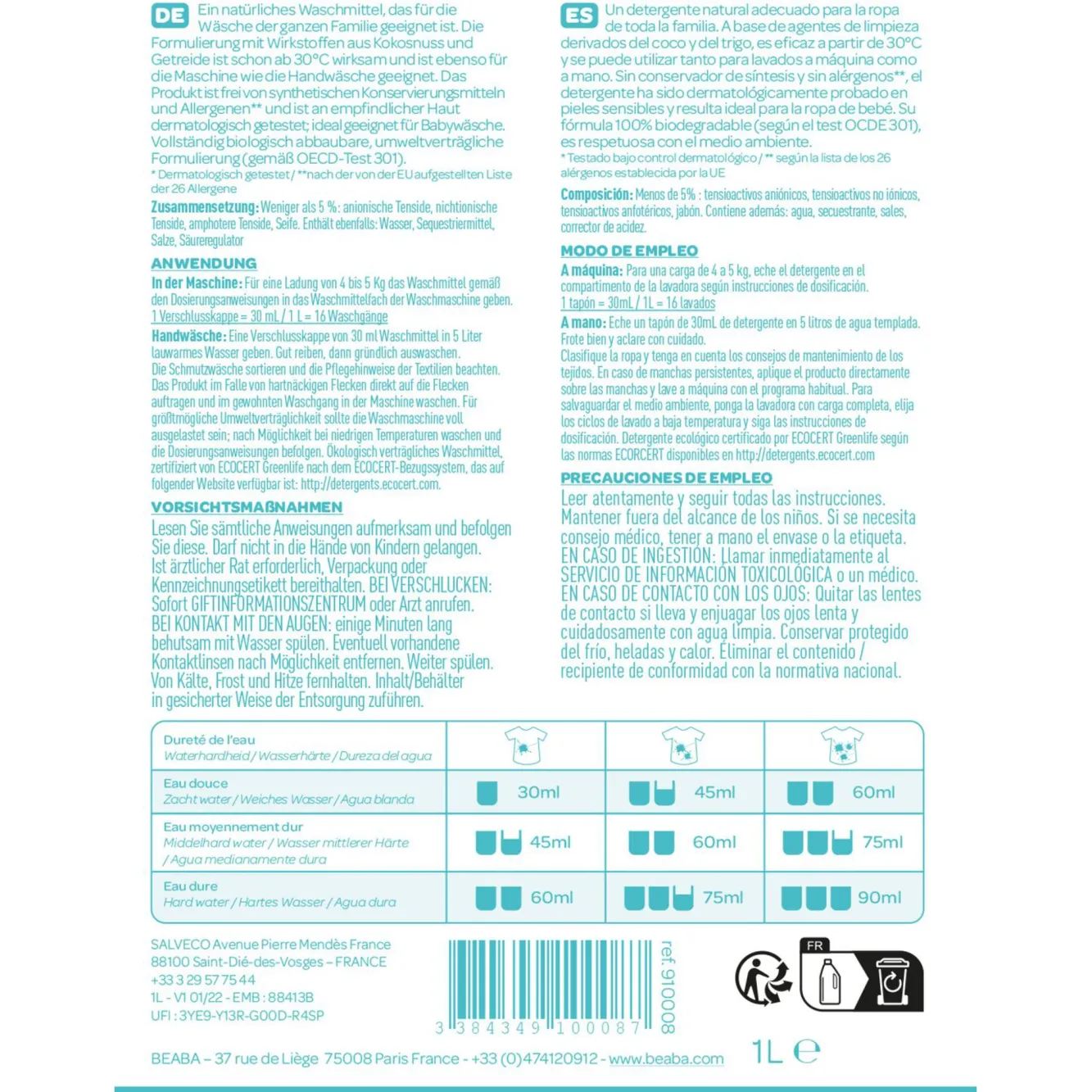 Soins Et Toilette Bébé*BÉABA Lessive Sans Parfum - 1L
