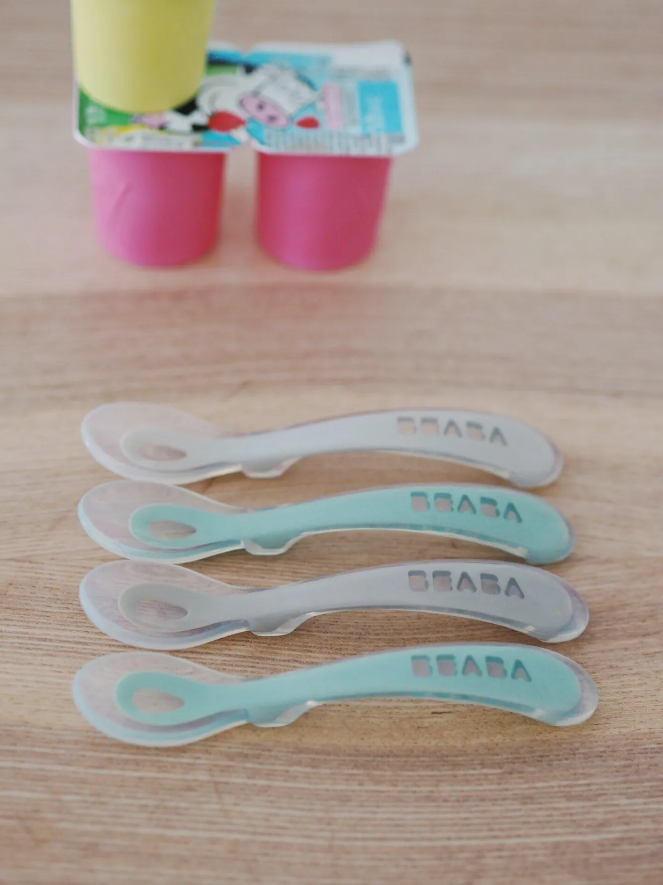Couverts, Vaisselle Et Bavoirs*BÉABA Lot 4 Cuilleres 2Eme Age Silicone Velvet Grey / Sage Green