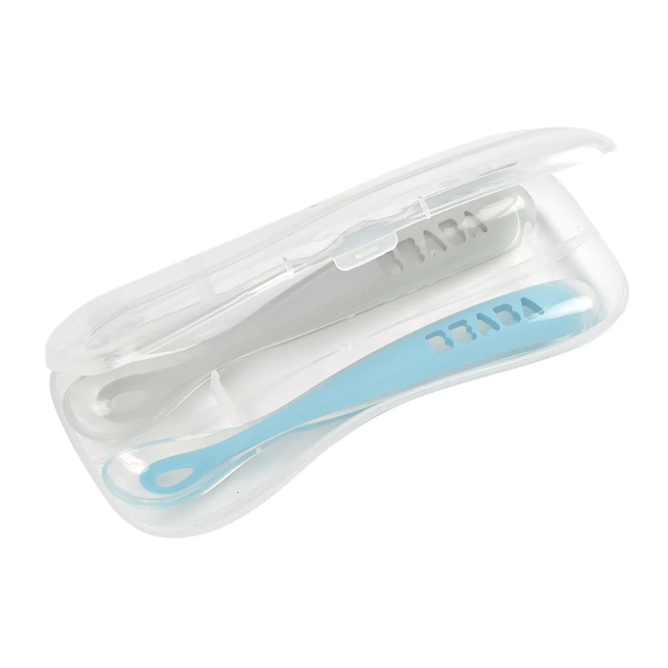 Couverts, Vaisselle Et Bavoirs*BÉABA Lot 2 Cuilleres 1Er Age Silicone + Boite De Transport Grey/B
