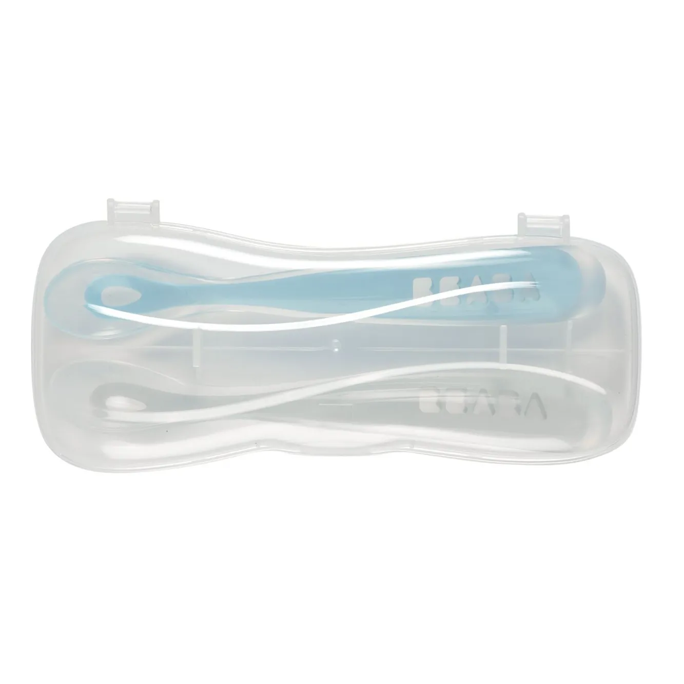 Couverts, Vaisselle Et Bavoirs*BÉABA Lot 2 Cuilleres 1Er Age Silicone + Boite De Transport Grey/B
