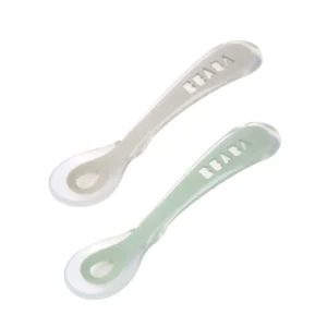 Couverts, Vaisselle Et Bavoirs*BÉABA Lot De 2 Cuilleres 2Eme Age Silicone Avec Boite De Transport