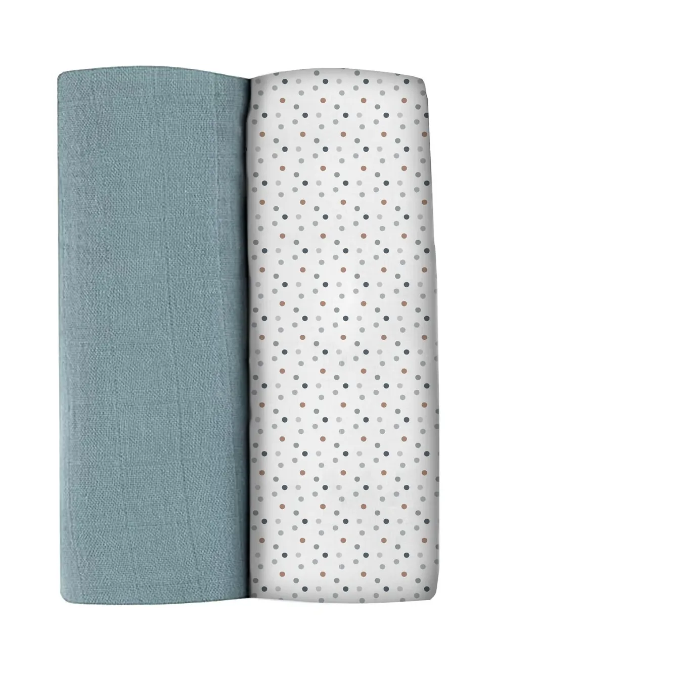 Emmaillotage*BÉABA Lot De 2 Langes Xxl En Coton Baltic Blue/Points